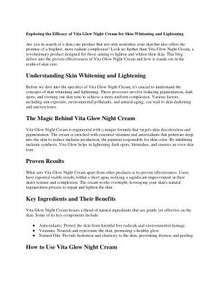 Vita Glow Night Cream | Magicpotions