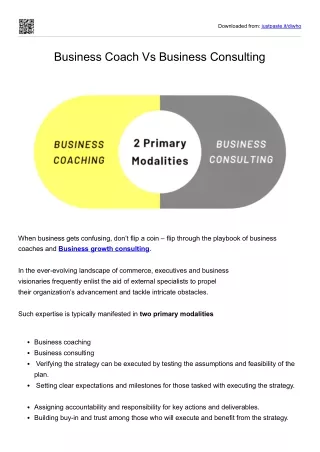 Business Coach Vs Business Consulting