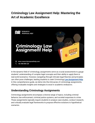 Criminology Law Assignment Help_ Mastering the Art of Academic Excellence