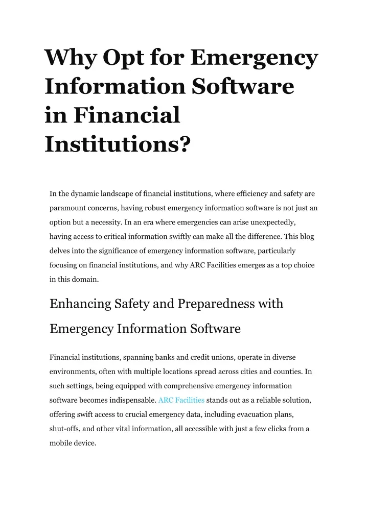 why opt for emergency information software