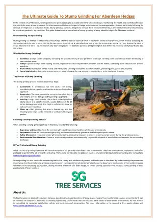 The Ultimate Guide To Stump Grinding For Aberdeen Hedges