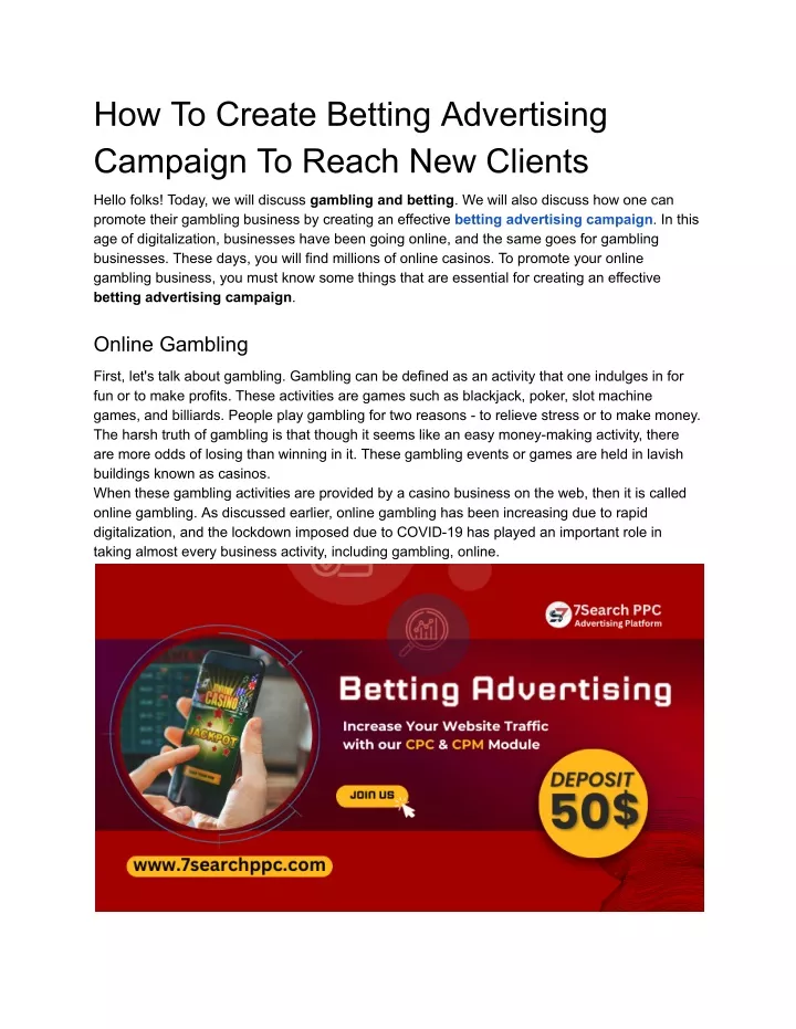 how to create betting advertising campaign