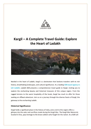 Kargil  A Complete Travel Guide Explore the Heart of Ladakh