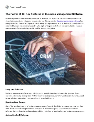 Exploring the Top 10 Features of Business Management Software
