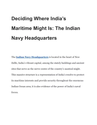 Indian Navy Headquarters: Behind the Scenes