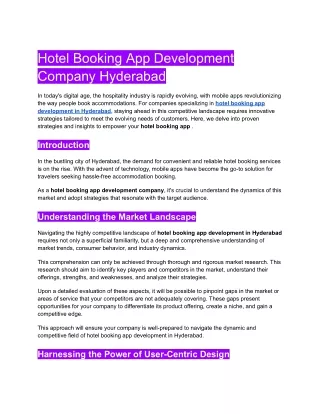 Hotel Booking App Development Company Hyderabad
