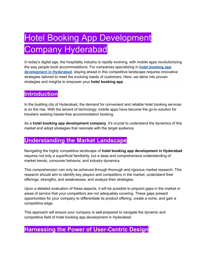 hotel booking app development company hyderabad