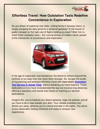 effortless travel how outstation taxis redefine