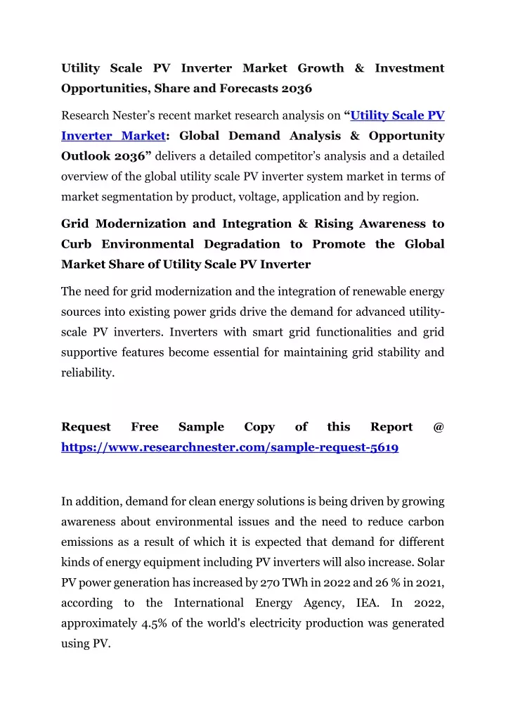 utility scale pv inverter market growth investment