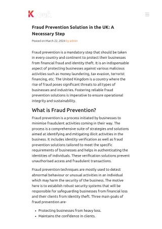 Fraud Prevention Solution in the UK: A Necessary Step