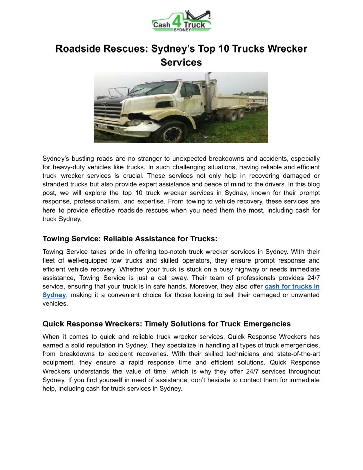 roadside rescues sydney s top 10 trucks wrecker