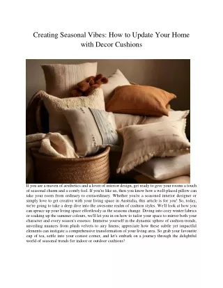 Creating Seasonal Vibes How to Update Your Home with Decor Cushions