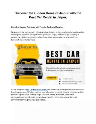 Best Car Rental in Jaipur.