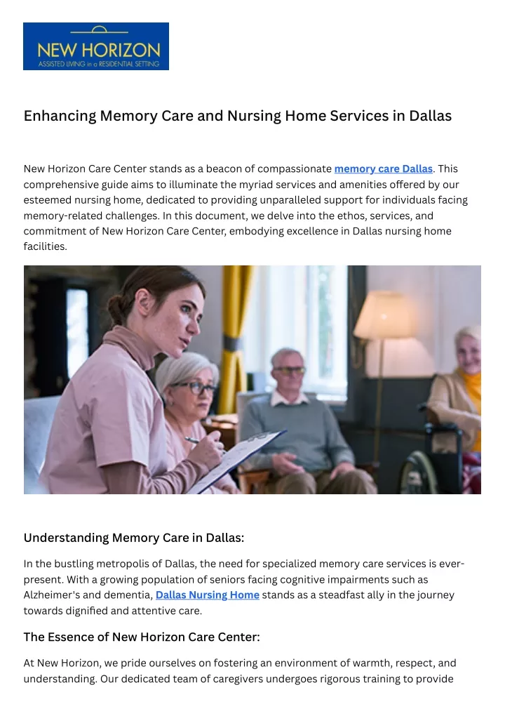 enhancing memory care and nursing home services