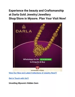 Experience the beauty and Craftsmanship at Darla Gold Jewelry_Jewellery Shop_Store in Mysore