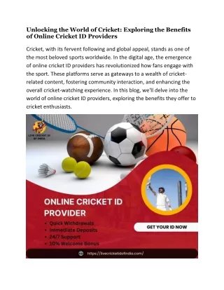 Exploring the Benefits of Online Cricket ID Providers