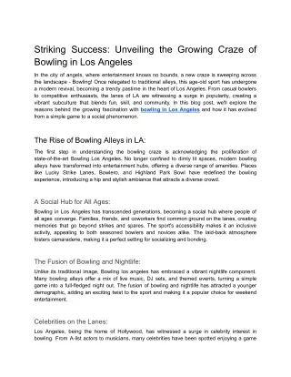 Striking Success_ Unveiling the Growing Craze of Bowling in Los Angeles