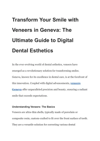 Transform Your Smile with Veneers in Geneva_ The Ultimate Guide to Digital Dental Esthetics