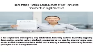 Immigration Hurdles Consequences of Self-Translated Documents in Legal Processes