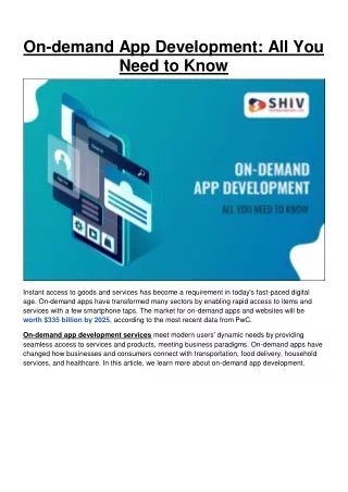 All Things you Need to Know About On-demand App Development Services