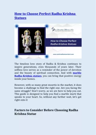 How to Choose Perfect Radha Krishna Statues