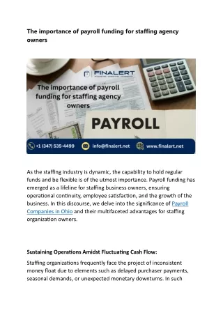 The importance of payroll funding for staffing agency owners