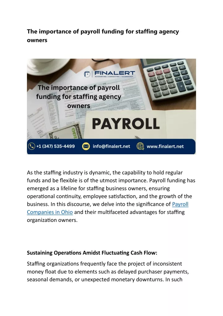 the importance of payroll funding for staffing