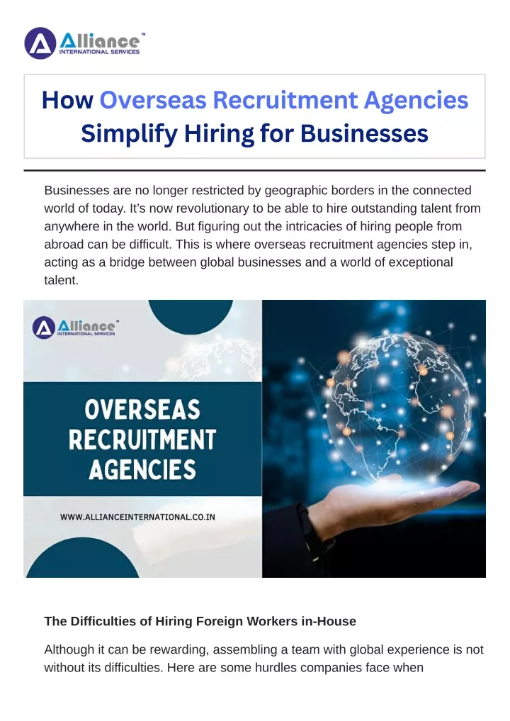 how overseas recruitment agencies simplify hiring