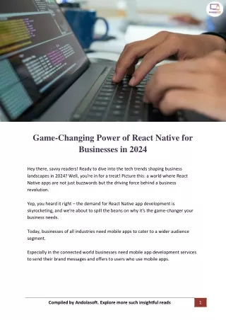 Game-Changing Power of React Native for Businesses in 2024