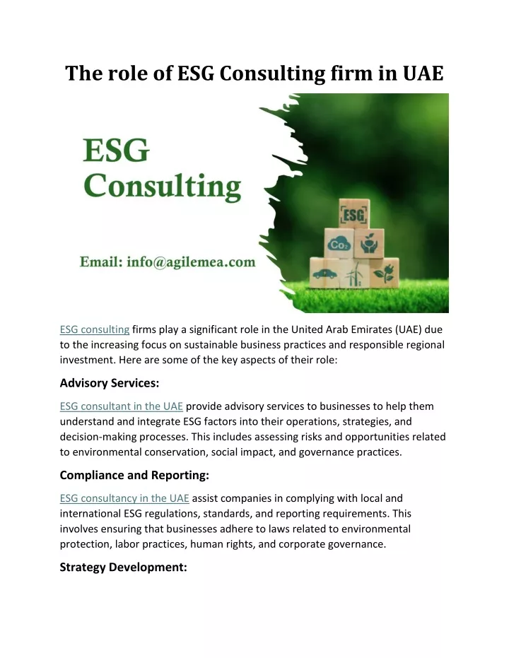 the role of esg consulting firm in uae