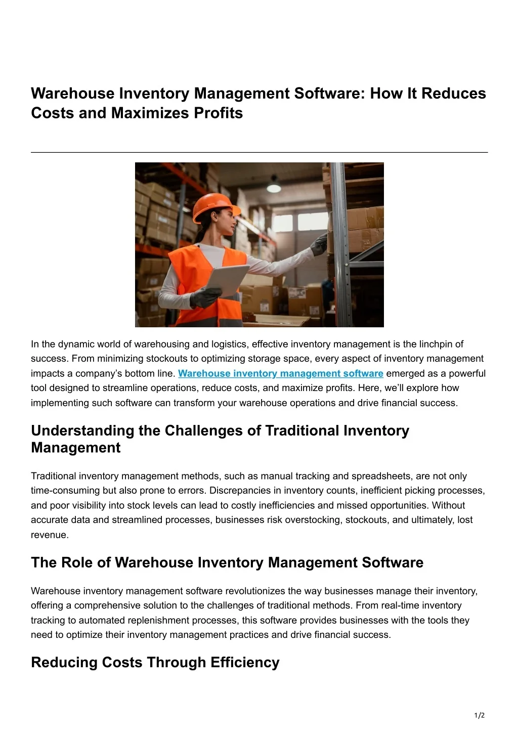 PPT - Warehouse Inventory Management Software How It Reduces Costs and ...