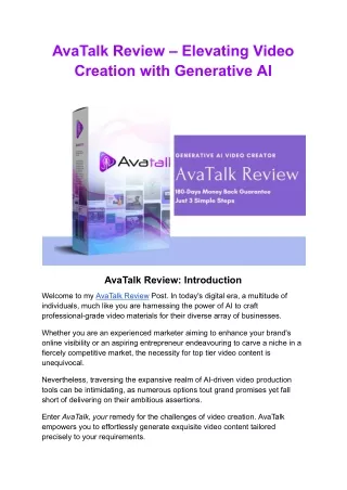 AvaTalk Review - Elevating Video Creation with Generative AI