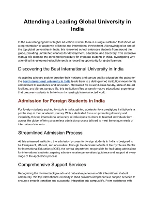 Attending a Leading Global University in India
