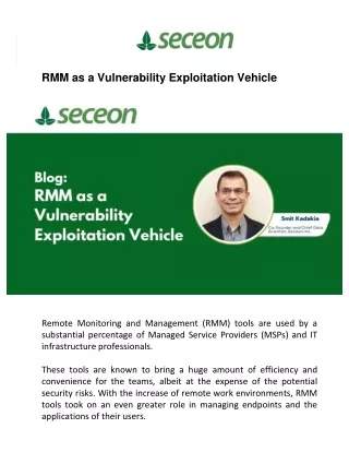 RMM as a Vulnerability Exploitation Vehicle - Seceon