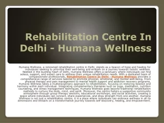 Best Rehabilitation Centre In Delhi - Humana Wellness