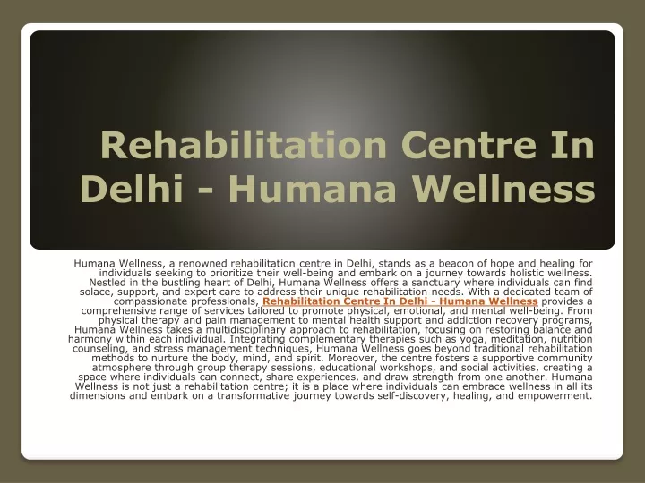 rehabilitation centre in delhi humana wellness