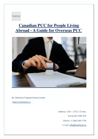 Canadian PCC for People Living Abroad - A Guide for Overseas PCC