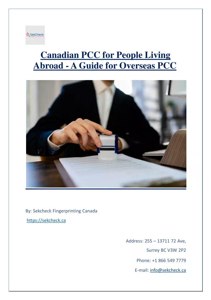 canadian pcc for people living abroad a guide