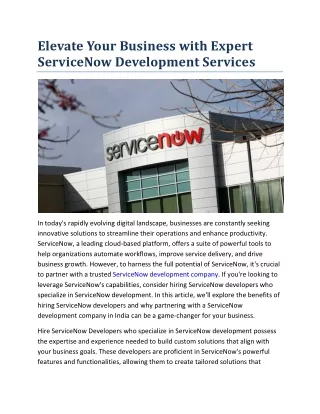 Elevate Your Business with Expert ServiceNow Development Services