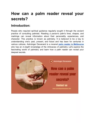 How can a palm reader reveal your secrets_Astrologer Devanand