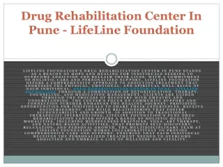 Best Drug Rehabilitation Centre in Pune- LifeLine Foundation
