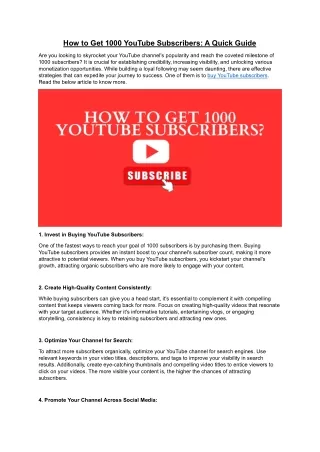 How to Get 1000 YouTube Subscribers