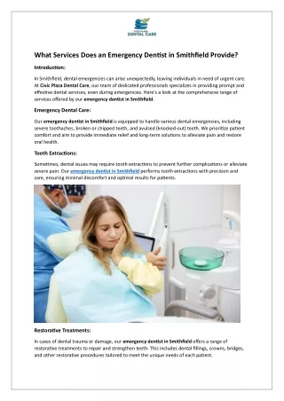 What Services Does an Emergency Dentist in Smithfield Provide