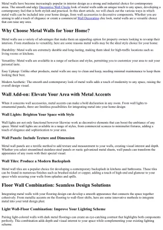 metal walls have become increasingly popular
