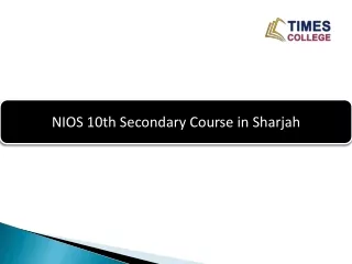 NIOS 10th Secondary Course in Sharjah