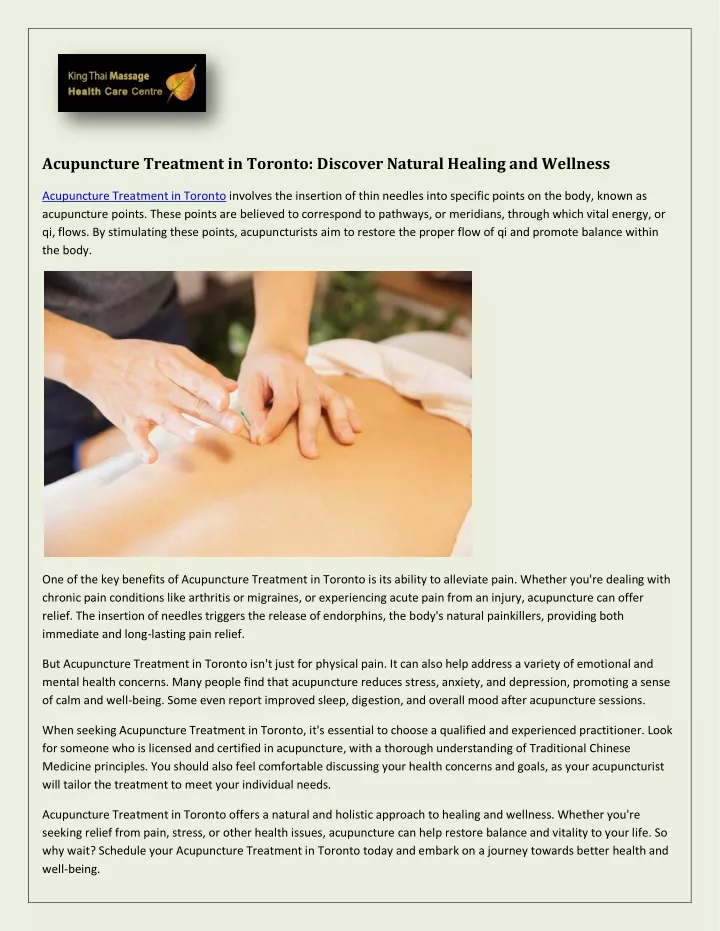 acupuncture treatment in toronto discover natural