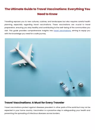 The Ultimate Guide to Travel Vaccinations Everything You Need to Know