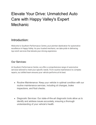 Driving Joy: Unmatched Auto Care with Happy Valley's Expert Mechanic