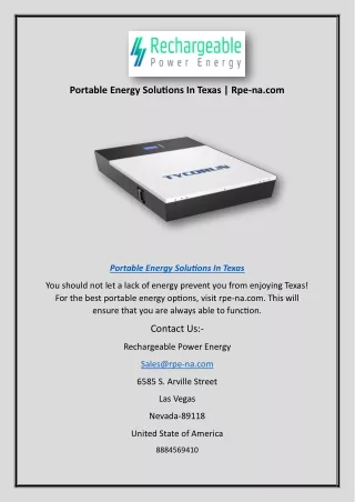 Portable Energy Solutions In Texas