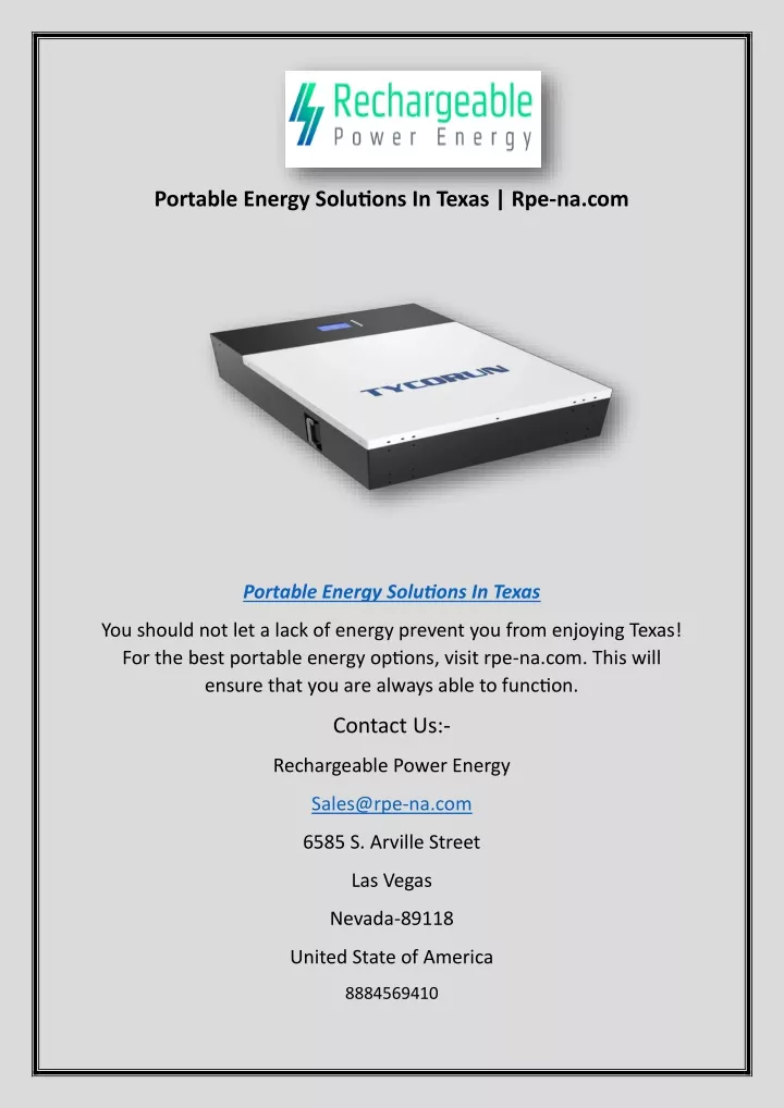 portable energy solutions in texas rpe na com